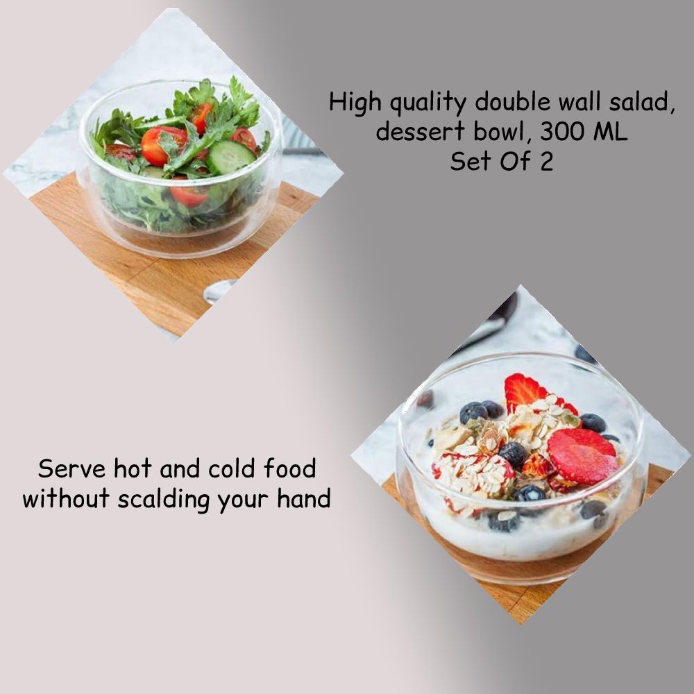 1Chase - Double Wall Salad/Soup Serving Bowls 300ml - Pack of 4