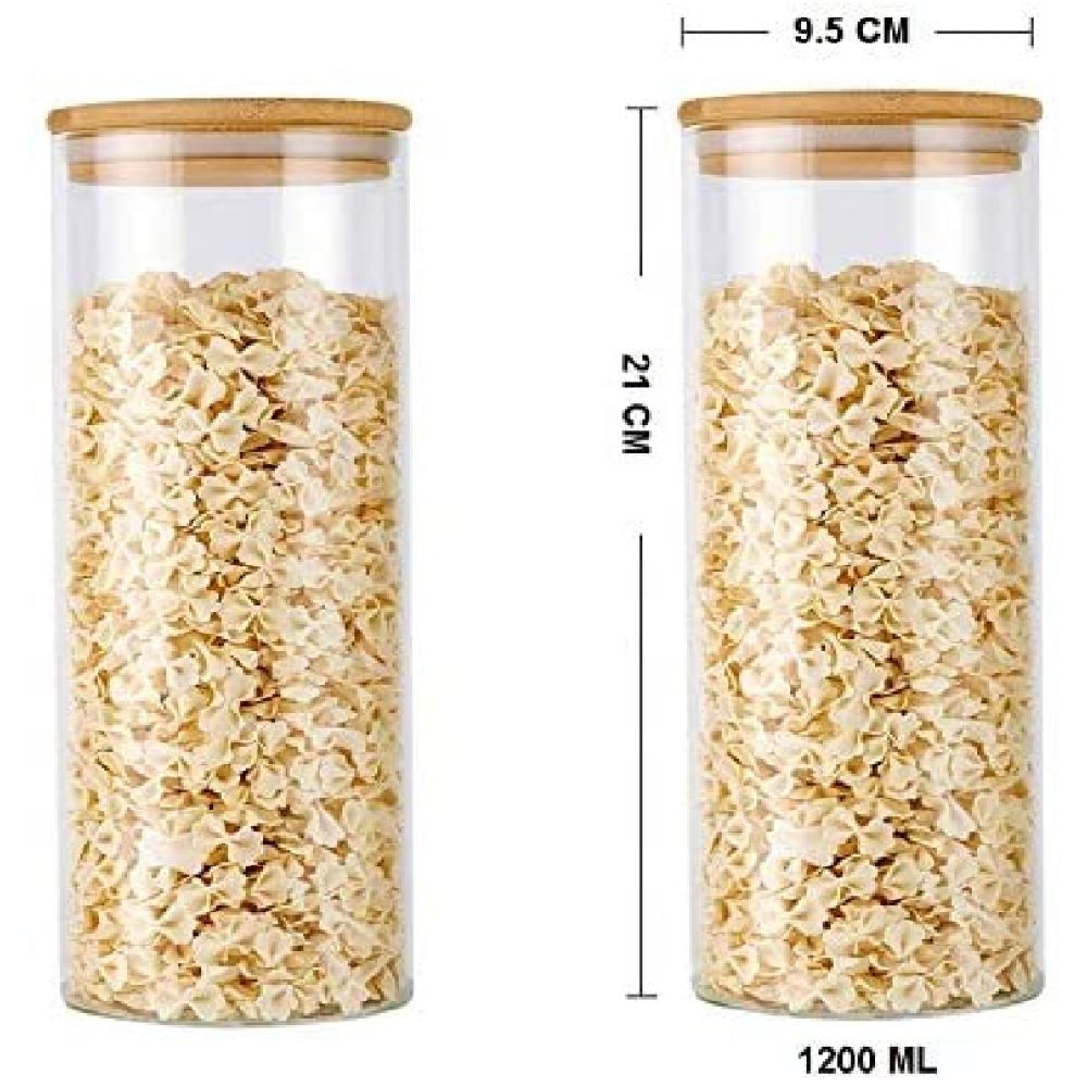 1Chase - Borosilicate Round Glass Food Storage Jars w/Lid- 1200ml - 2pcs