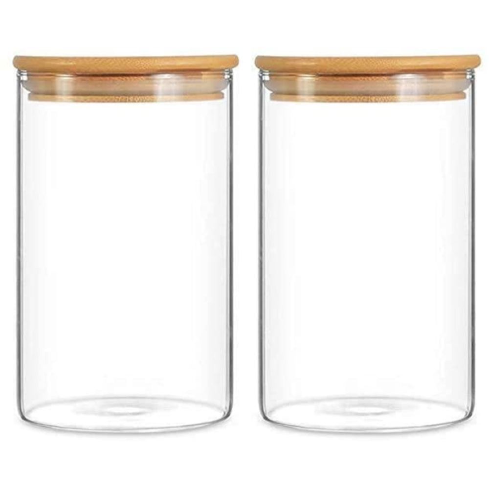 1Chase - Borosilicate Round Glass Food Storage Jars w/Lid- 750ml - 2pcs