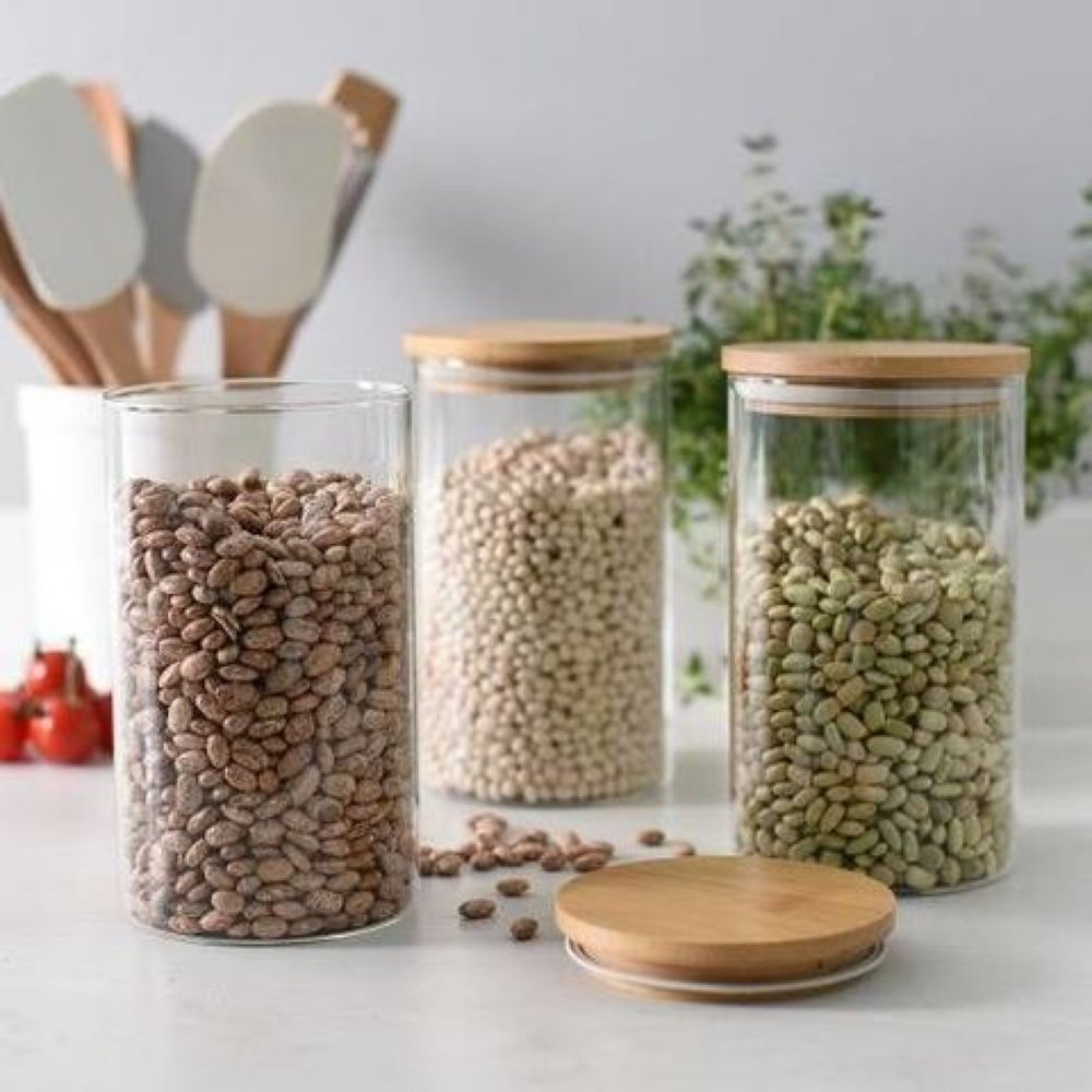 1Chase - Borosilicate Round Glass Food Storage Jars w/Lid- 750ml - 2pcs