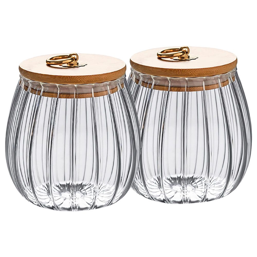 1Chase - Oval Borosilicate Glass Storage Jar 700 ml - Pack Of 2