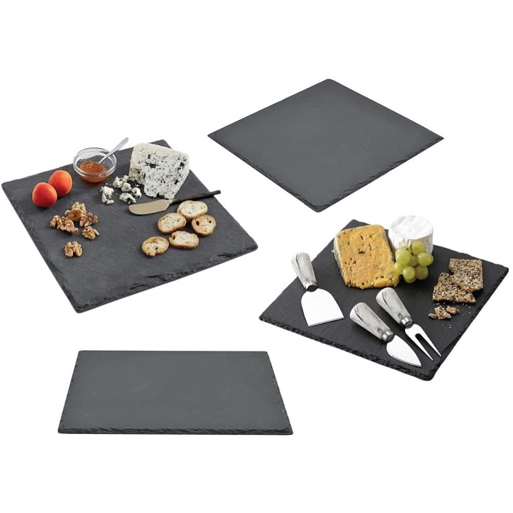 1Chase - Natural Stone Slate Plate 20x20cm - Pack Of 4