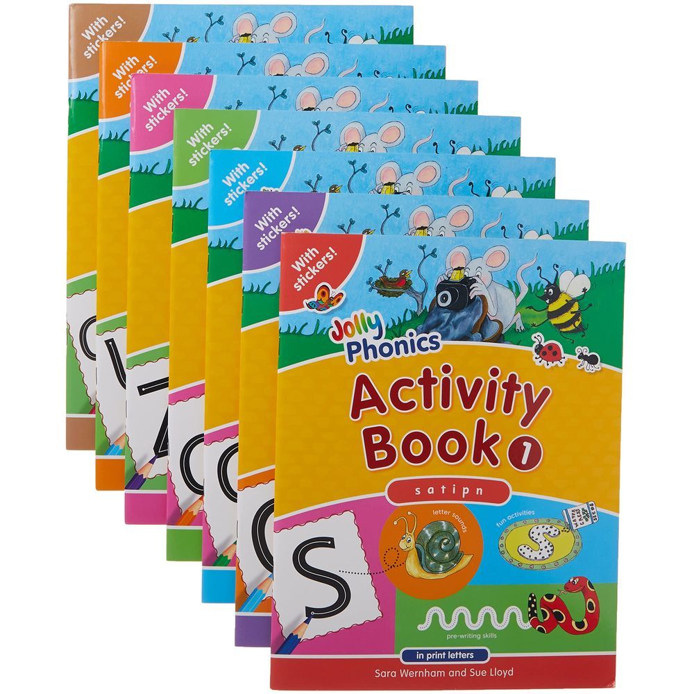  كتاب jolly phonics activity books in print letters - pack of 7