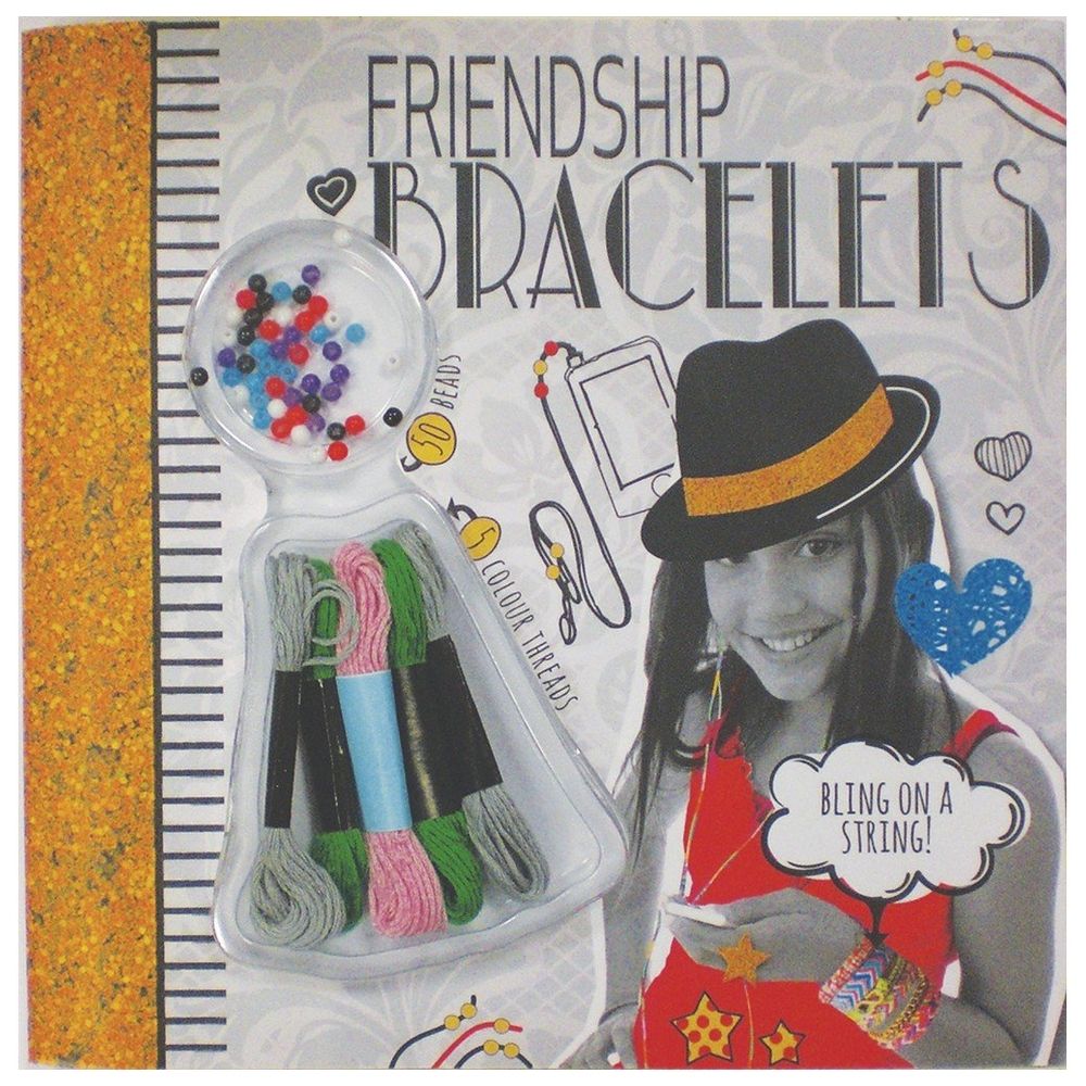  كتاب friendship bracelets (craft kit with 50 beads and 5 coloured threads!)