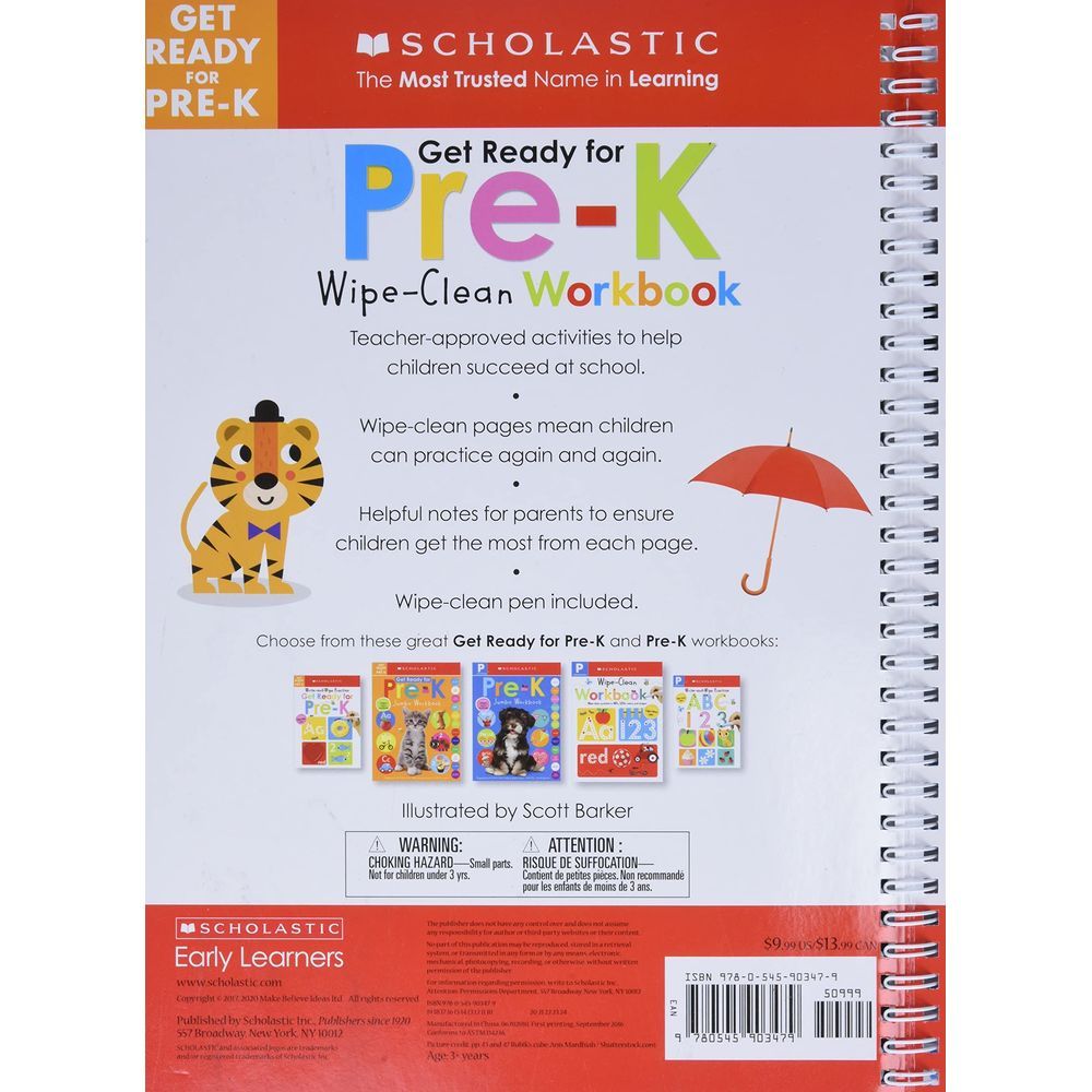 كتاب Wipe Clean Workbooks -- Get Ready for Pre-K