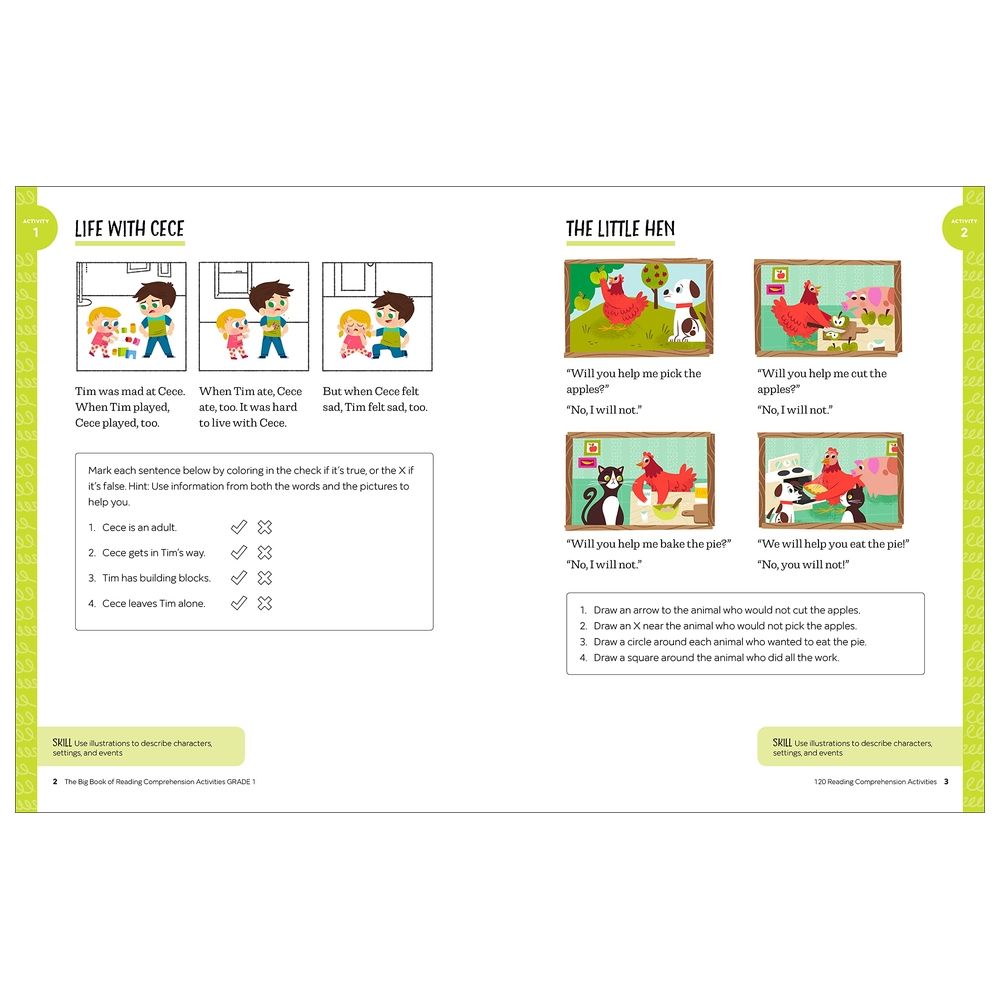  كتاب the big book of reading comprehension activities, grade 1