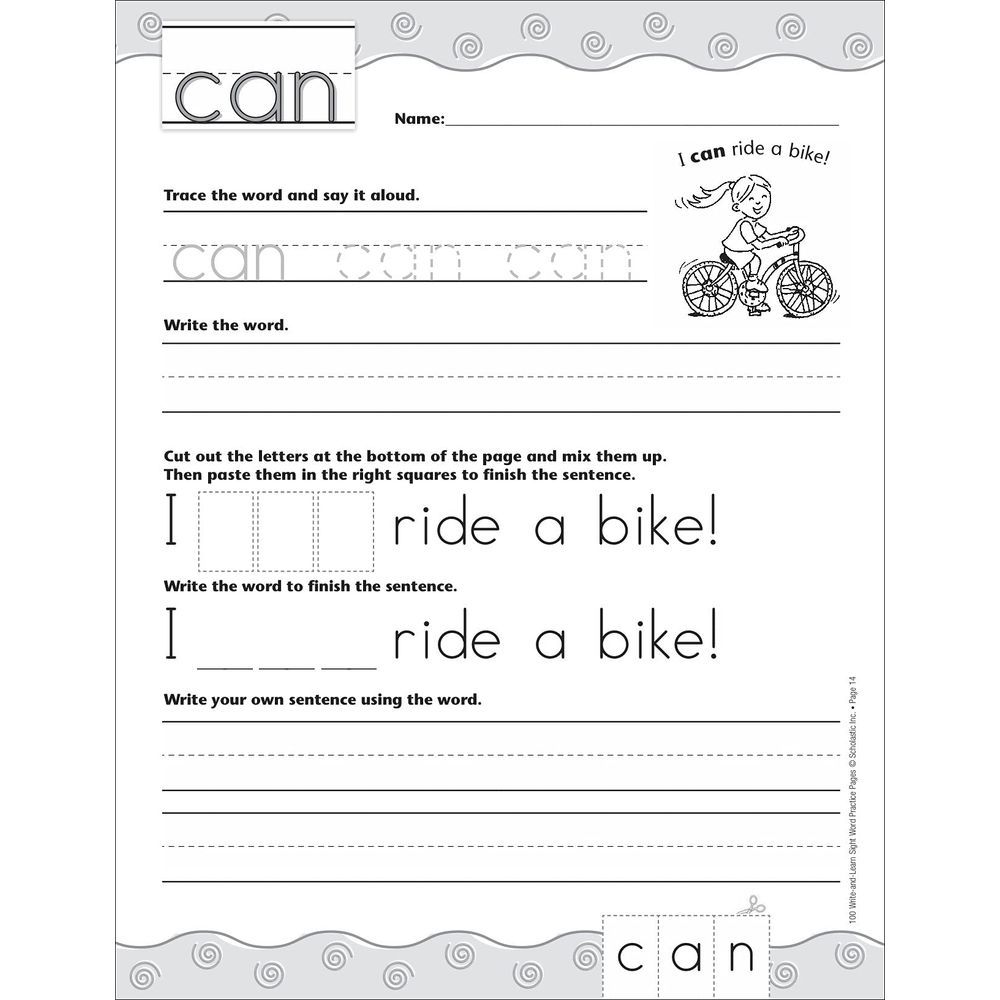 100 Write-and-Learn Sight Word Practice Pages