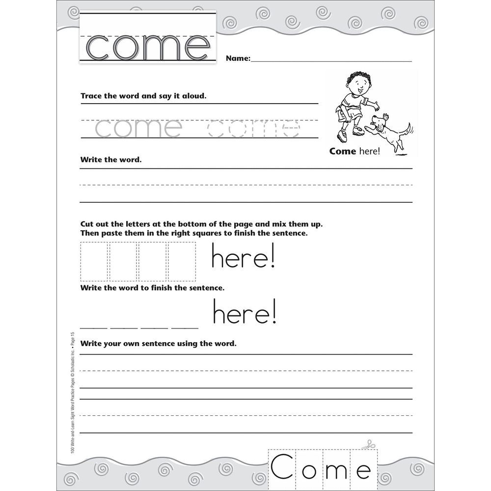 100 Write-and-Learn Sight Word Practice Pages