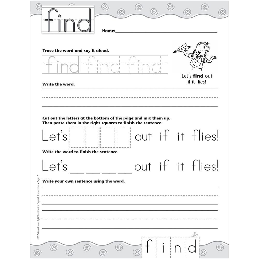 100 Write-and-Learn Sight Word Practice Pages