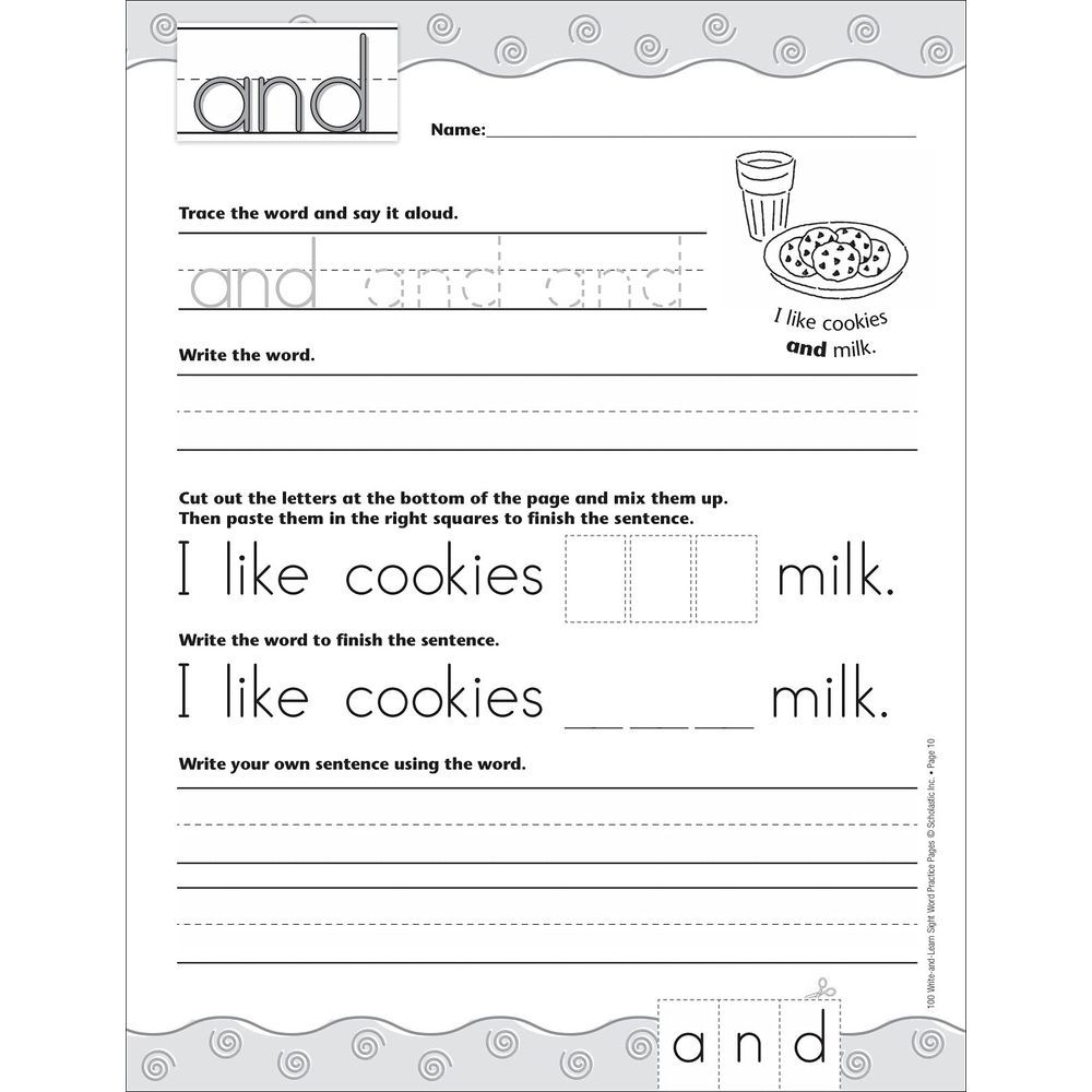 100 Write-and-Learn Sight Word Practice Pages