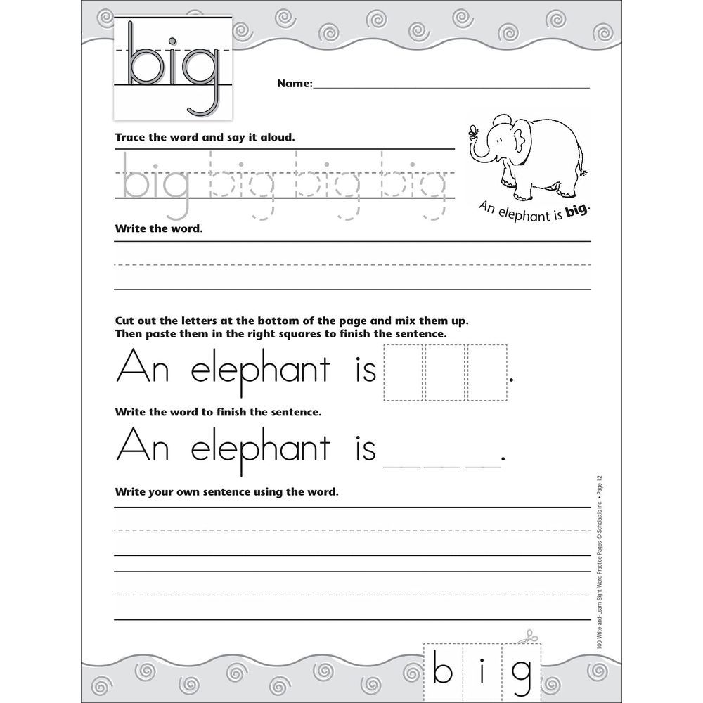 100 Write-and-Learn Sight Word Practice Pages