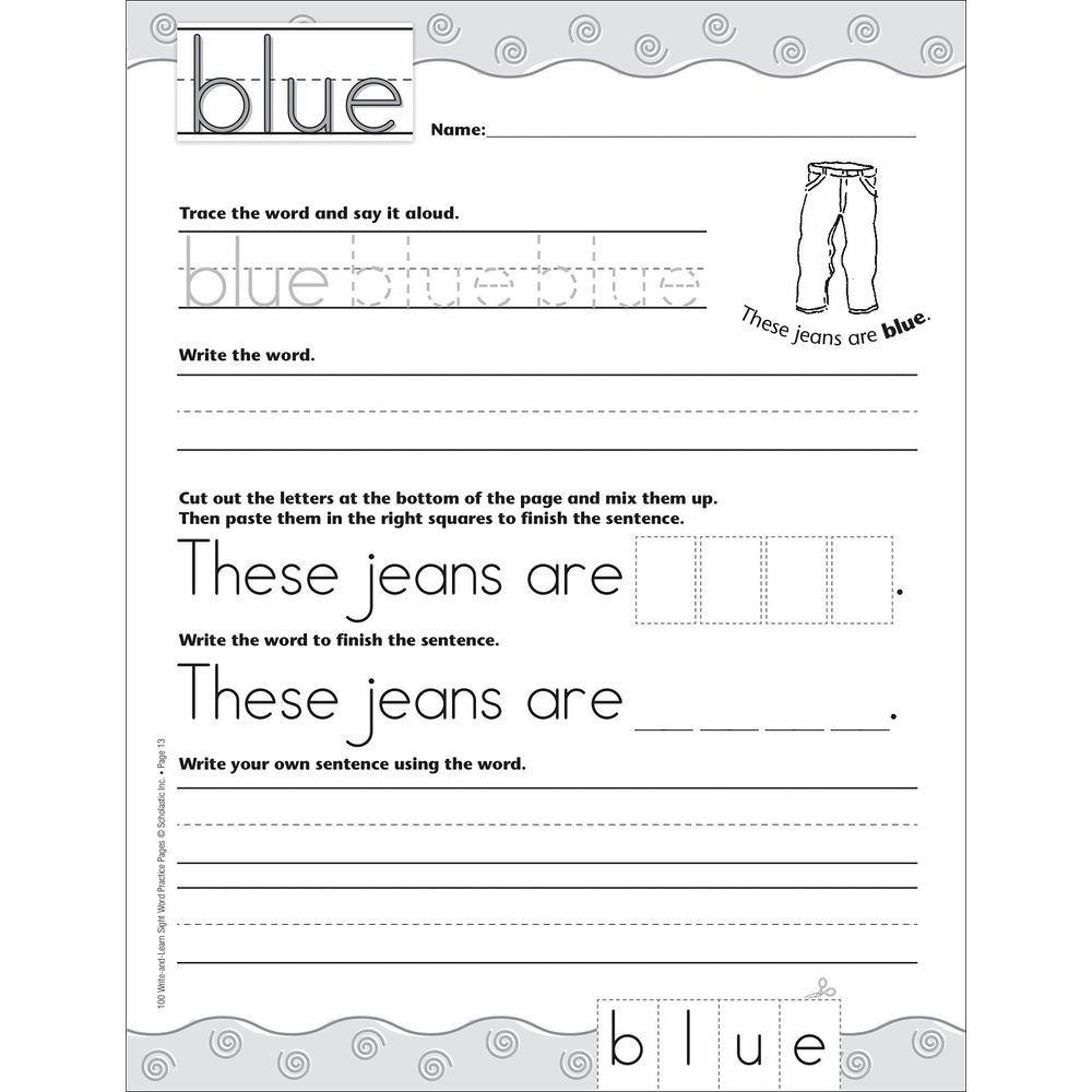 100 Write-and-Learn Sight Word Practice Pages