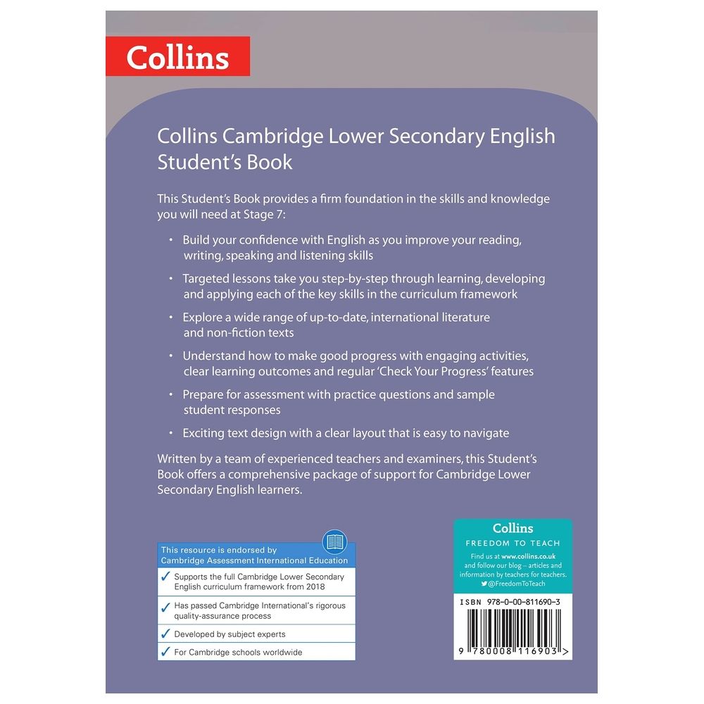 كتاب الطالب Collins Cambridge Lower Secondary English - Lower Secondary English Student's Book: Stage 7