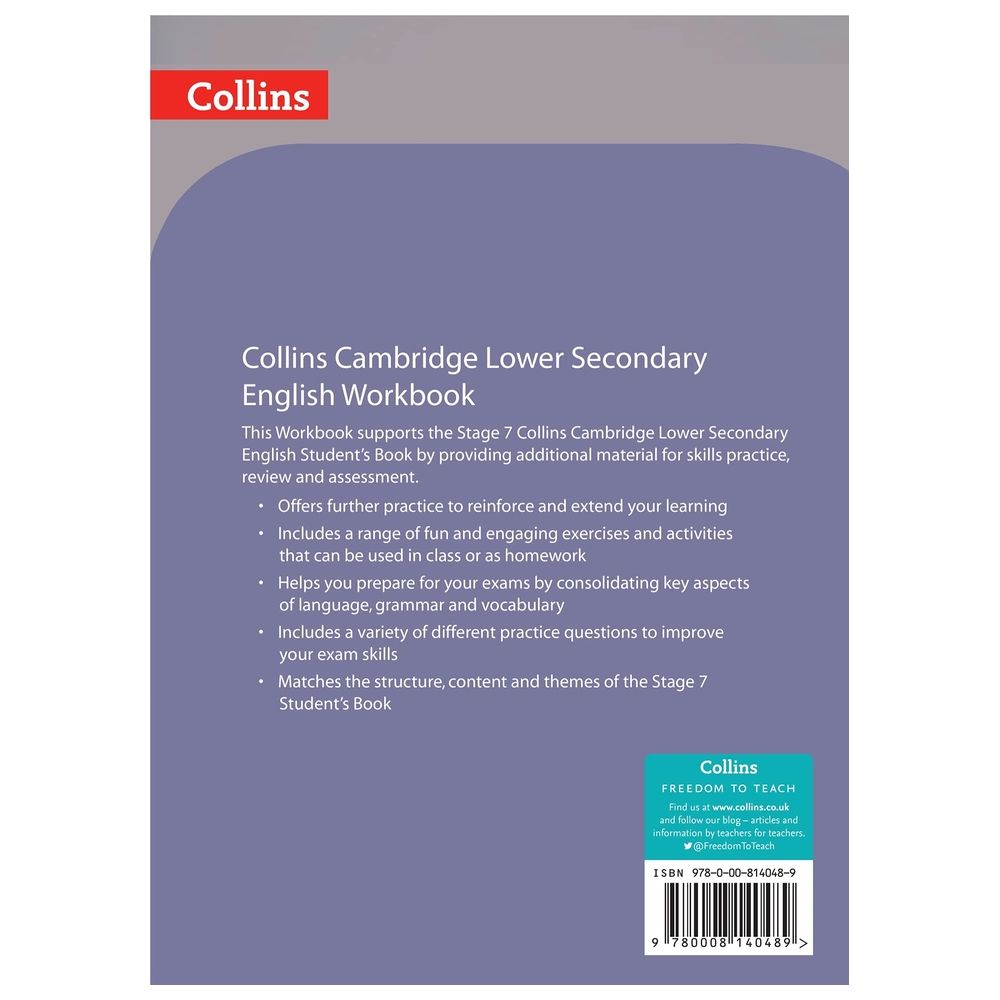 Collins Cambridge Lower Secondary English Lower Secondary English Workbook Stage 7