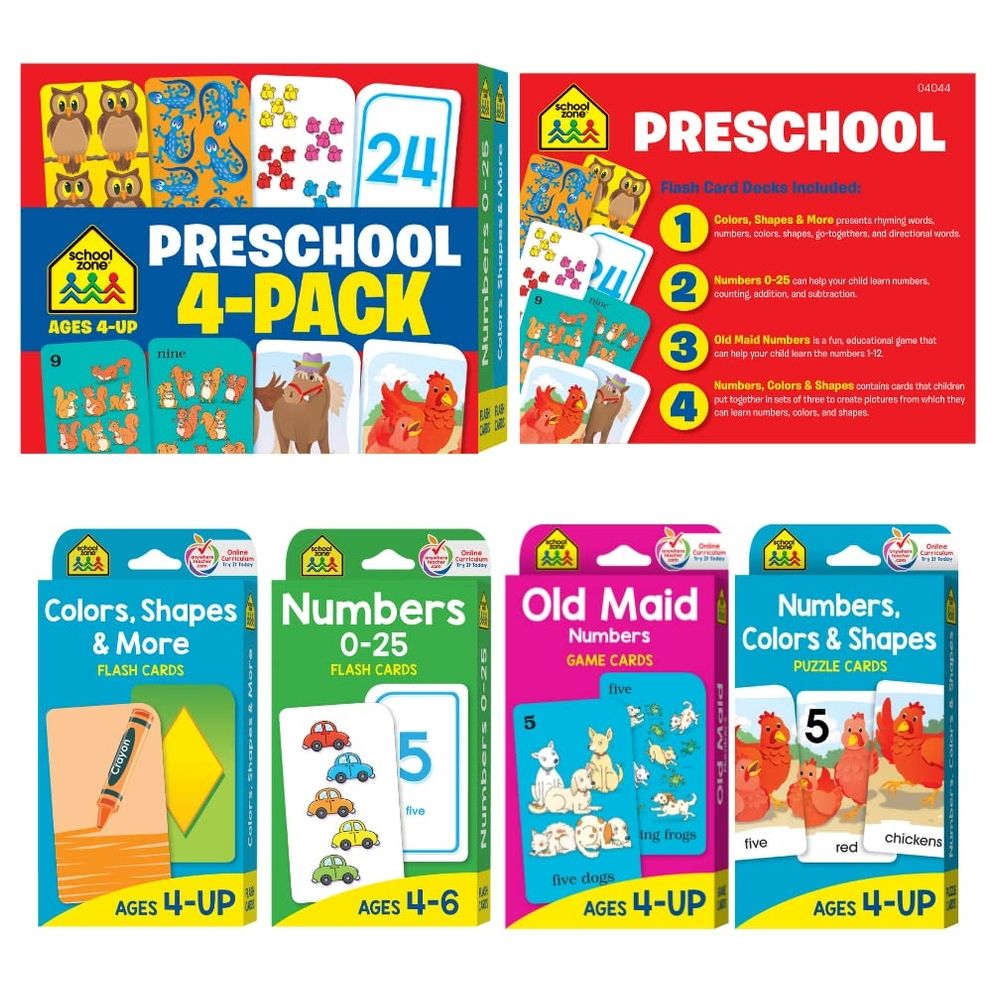 Preschool Flash Card 4-Pack