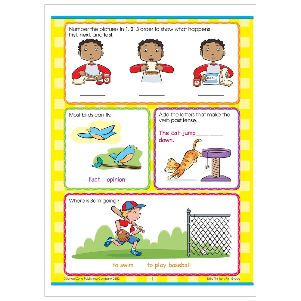  كتاب school zone - little thinkers first grade workbook - 32 pages