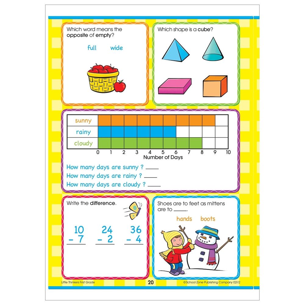  كتاب school zone - little thinkers first grade workbook - 32 pages