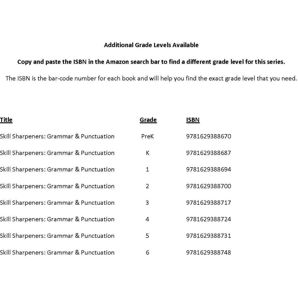 Skill Sharpeners Grammar And Punctuation: Grade 1