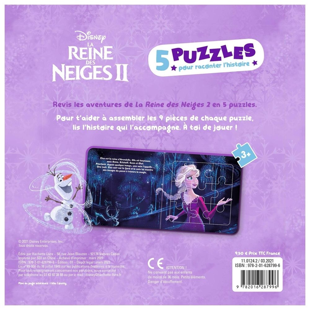 La Reine Des Neiges 2 - Mon Petit Livre Puzzle - 5 Puzzles 9 Pieces - Disney