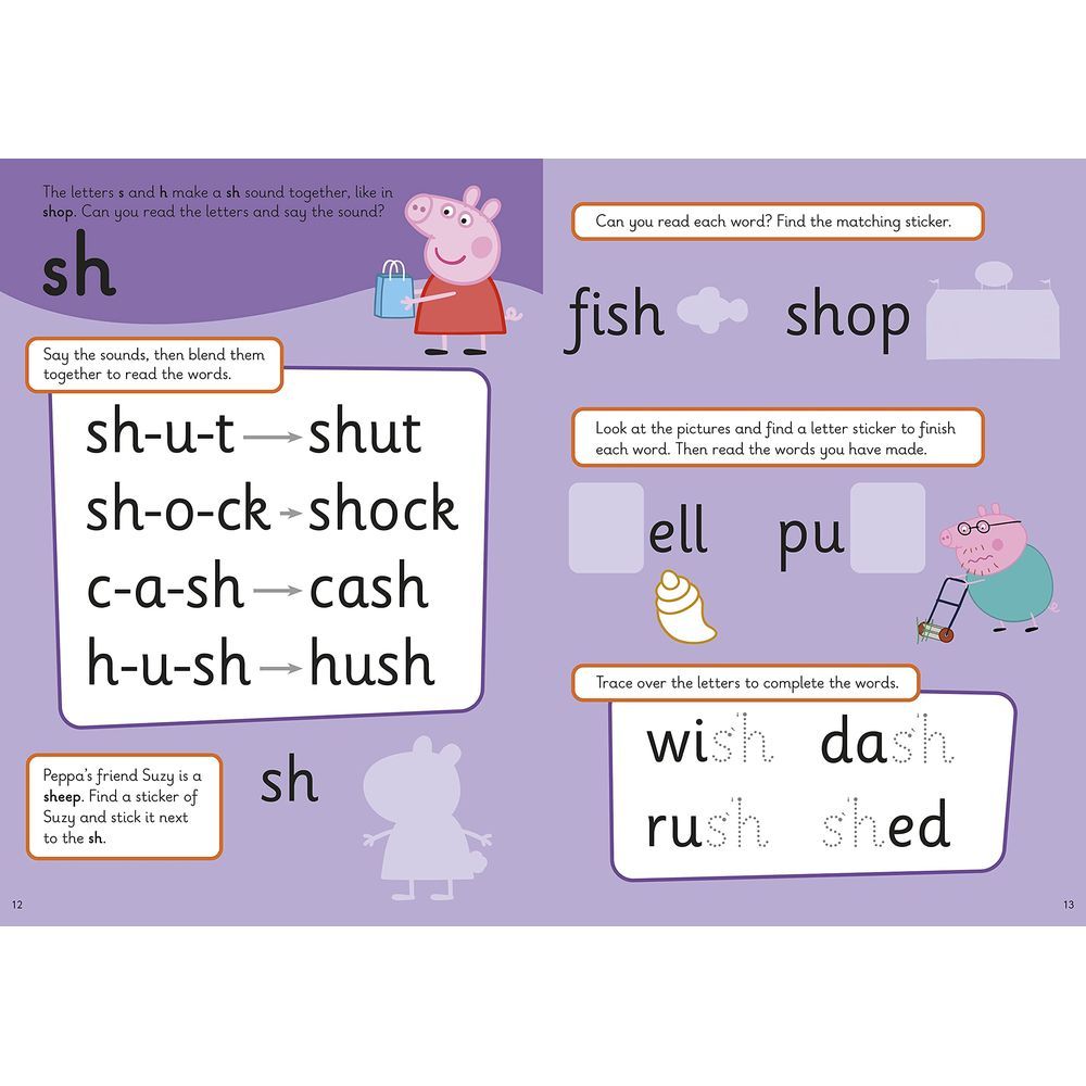  كتاب peppa pig: practise with peppa: super phonics: sticker book