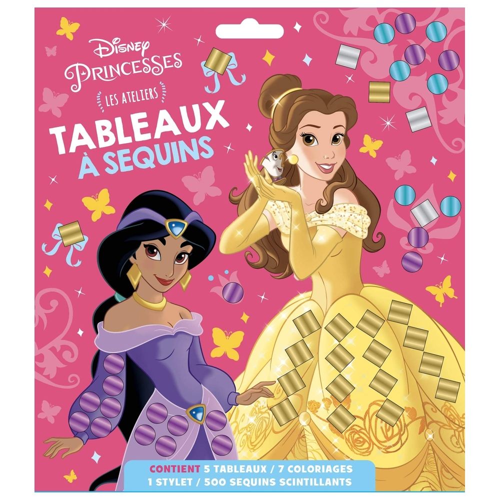  كتاب disney princesses - pochette les ateliers - tableaux a sequins