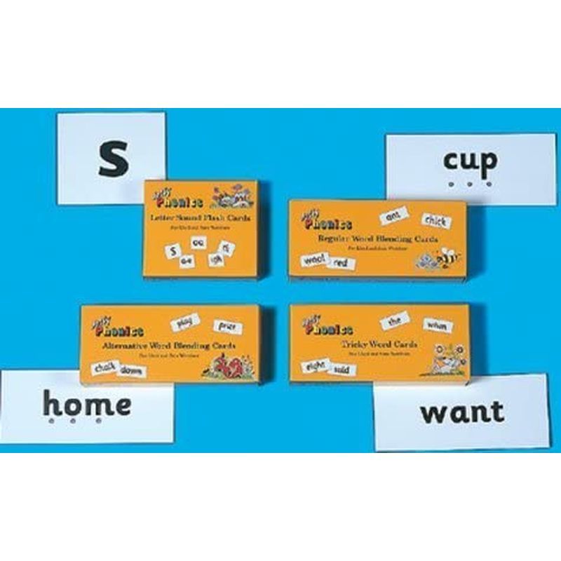 Jolly Phonics Cards: Set Of 4 Boxes In Precursive Letters