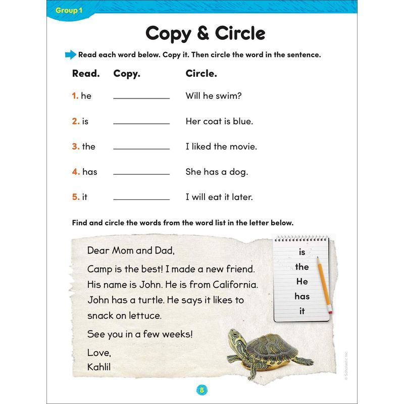 100 Words For Kids To Read In Kindergarten Workbook