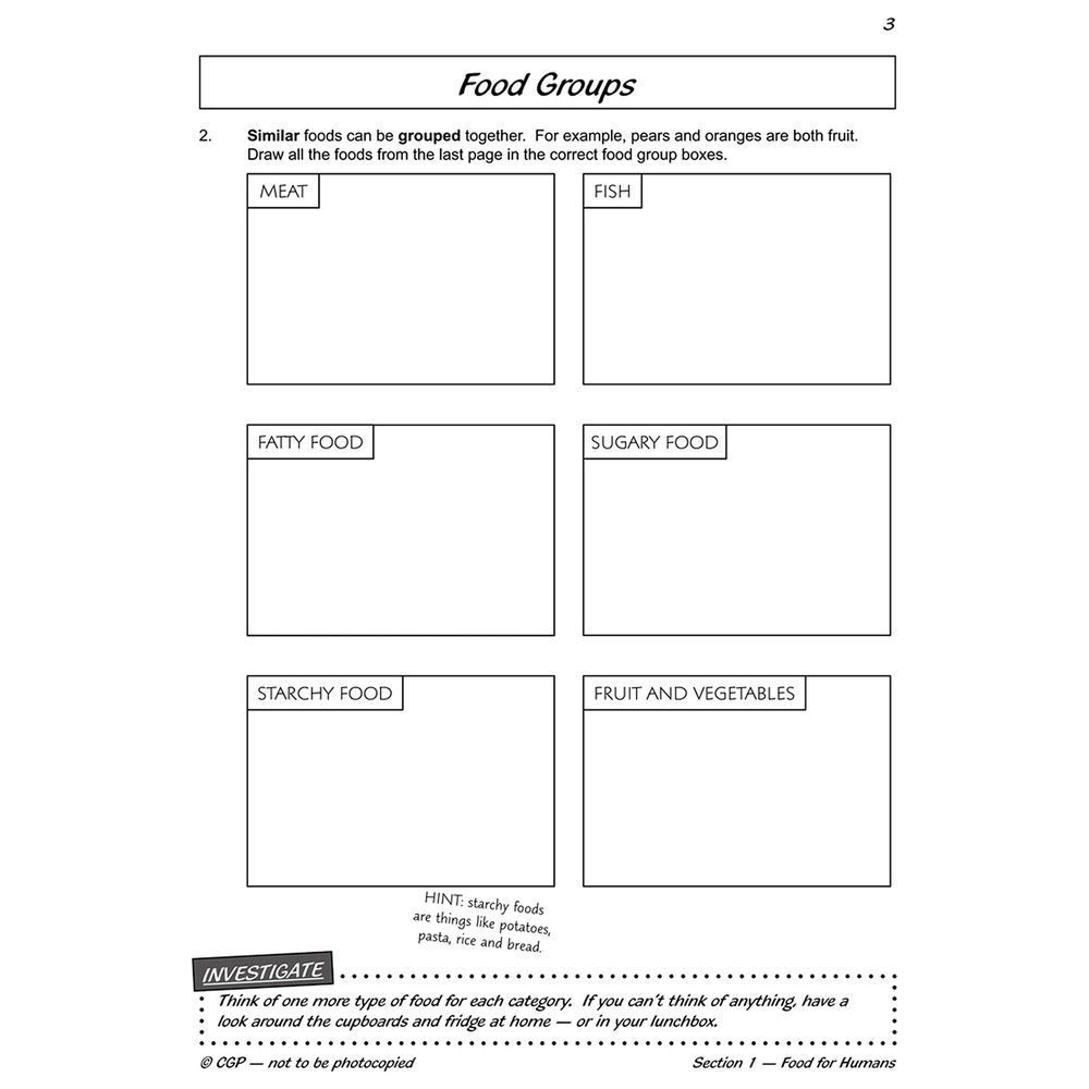 KS2 Science Year Three Workout: Nutrition & The Body