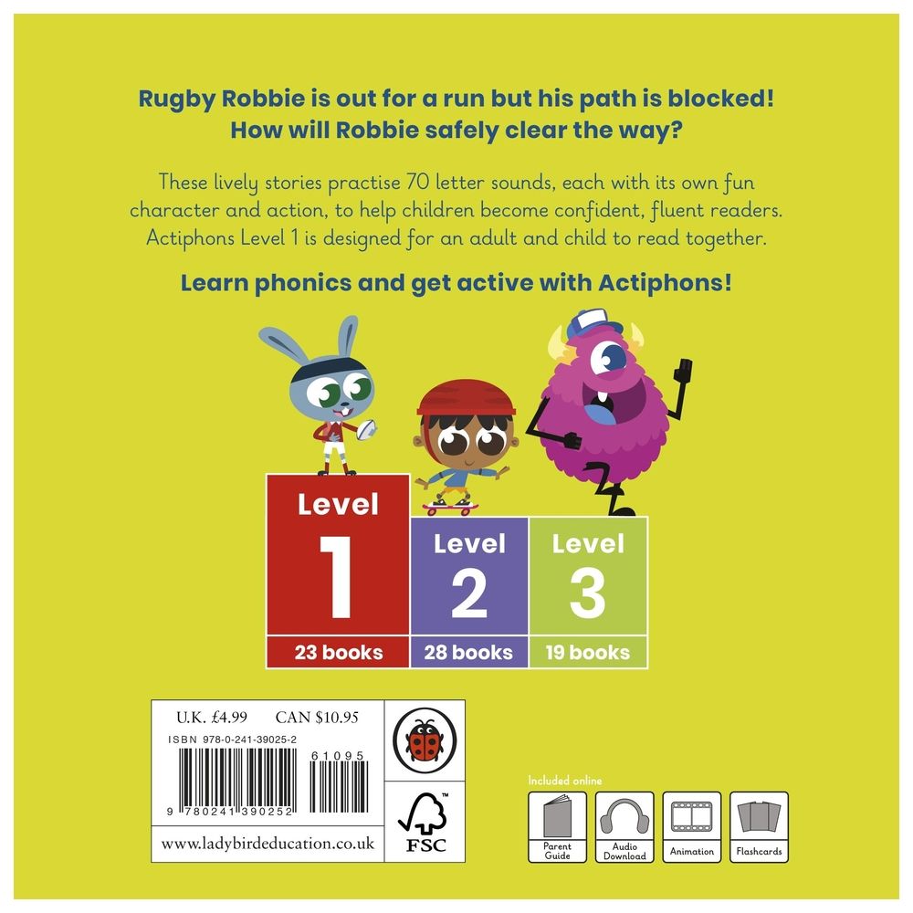  كتاب learn phonics with actiphons: rugby robbie - level 1 book 16