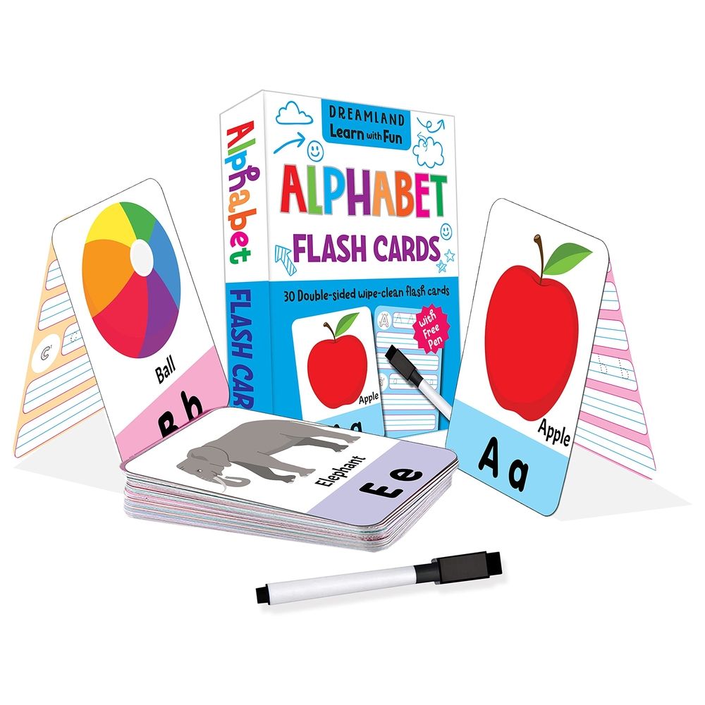  كتاب flash cards alphabet - 30 double sided wipe clean flash cards for kids (with free pen)