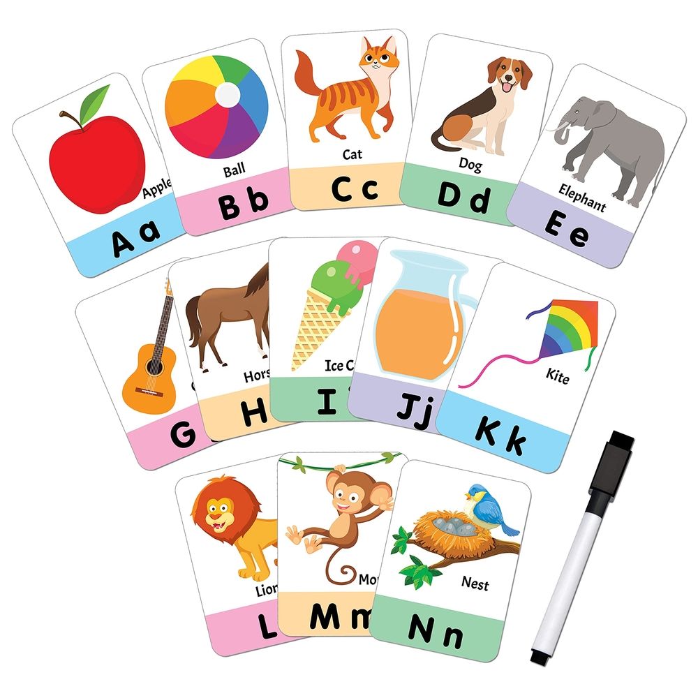  كتاب flash cards alphabet - 30 double sided wipe clean flash cards for kids (with free pen)