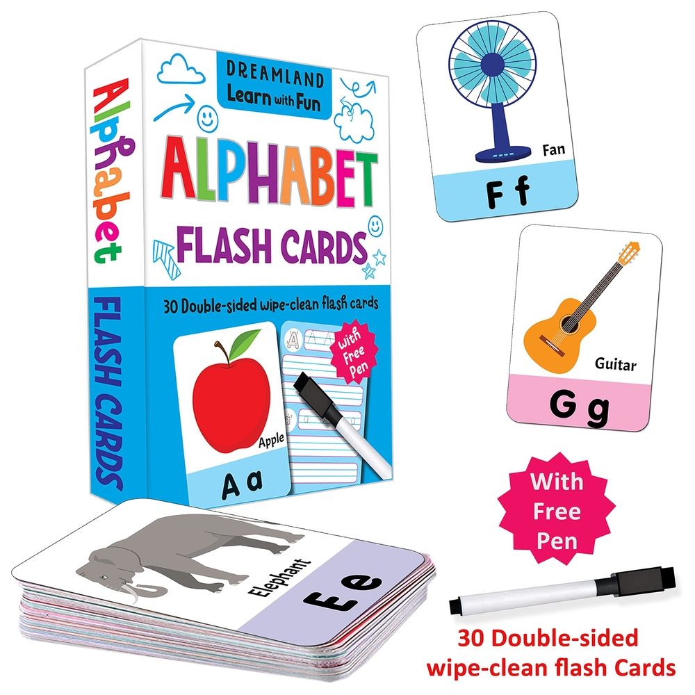  كتاب flash cards alphabet - 30 double sided wipe clean flash cards for kids (with free pen)