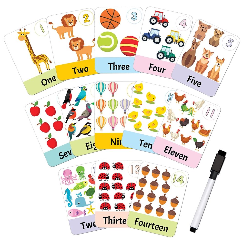  كتاب flash cards numbers - 30 double sided wipe clean flash cards for kids (with free pen)