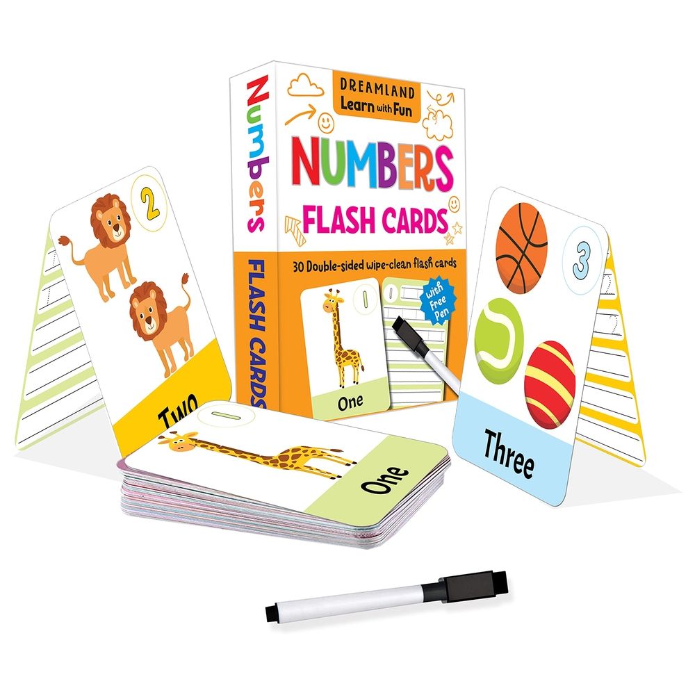  كتاب flash cards numbers - 30 double sided wipe clean flash cards for kids (with free pen)