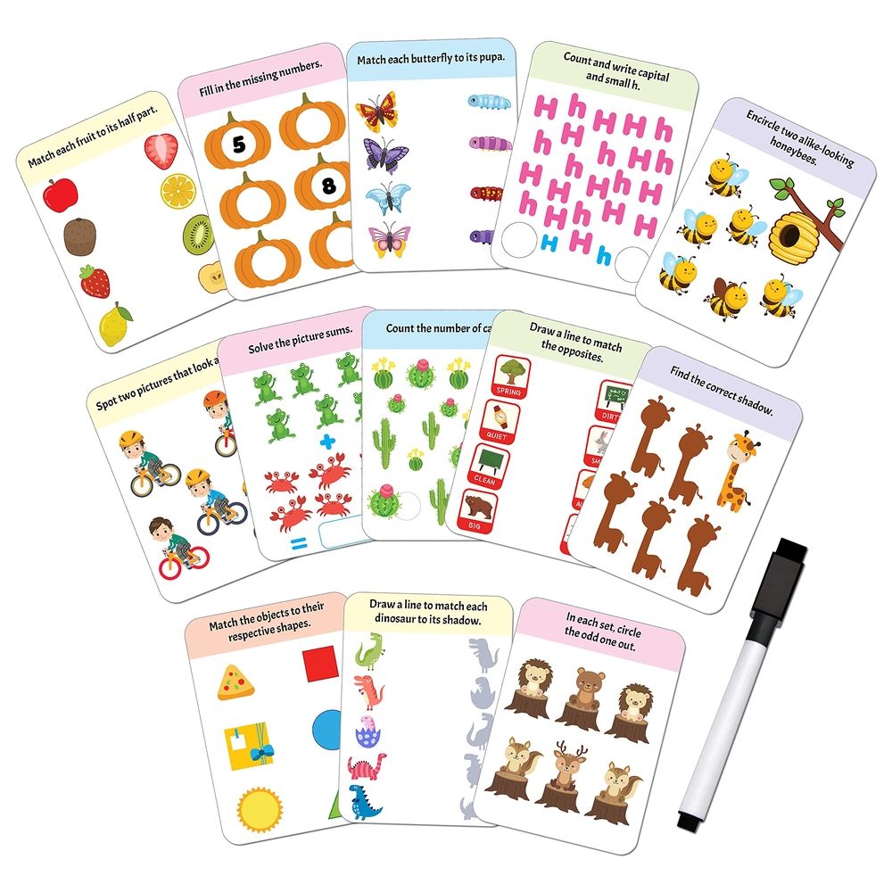  كتاب flash cards activity - 30 double sided wipe clean flash cards for kids (with free pen)