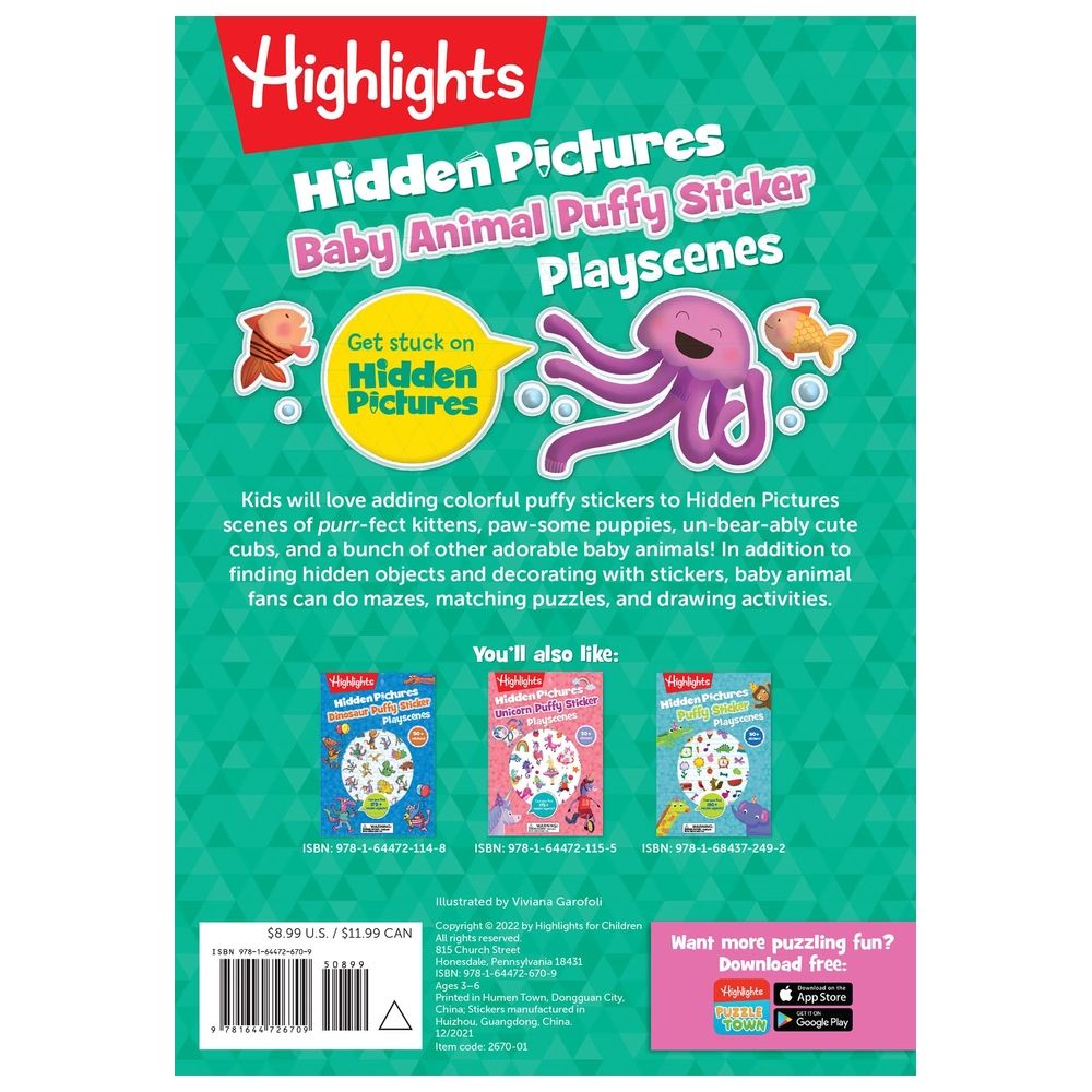  كتاب baby animal hidden pictures puffy sticker playscenes