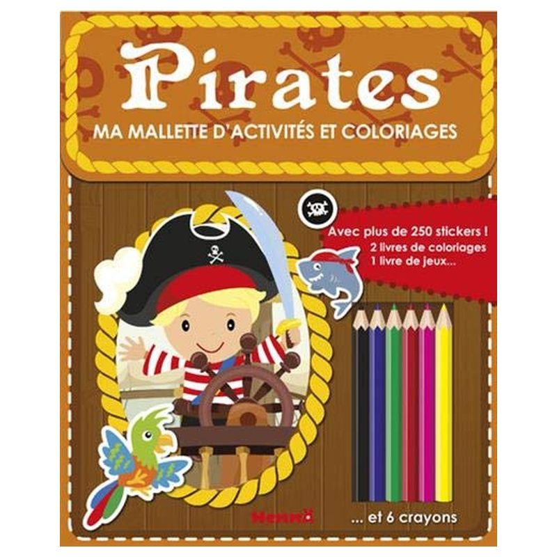 دفتر تلوين Ma Mallette D'Activites Et Coloriages Pirates (Fond Brun)