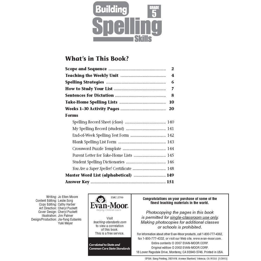  كتاب building spelling skills: grade 5