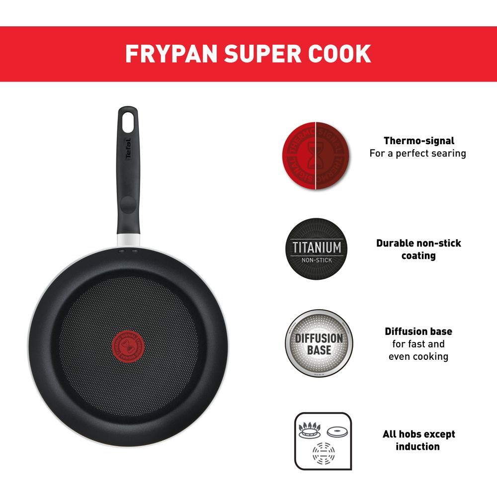 Tefal - Super Cook Non-Stick Cookware Set - 9pc - Black