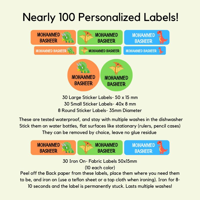 Impressions - Personalized Waterproof Labels - Dinosaurs