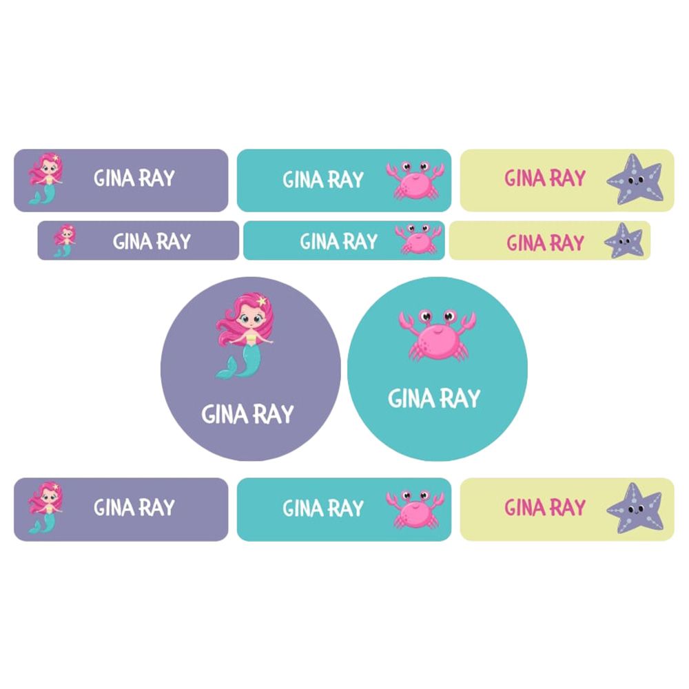 إمبرشنز - ملصقات تسمية قابلة للتخصيص ومضادة للماء مع ملصقات قابلة للكي - حورية البحر - عدد 98 