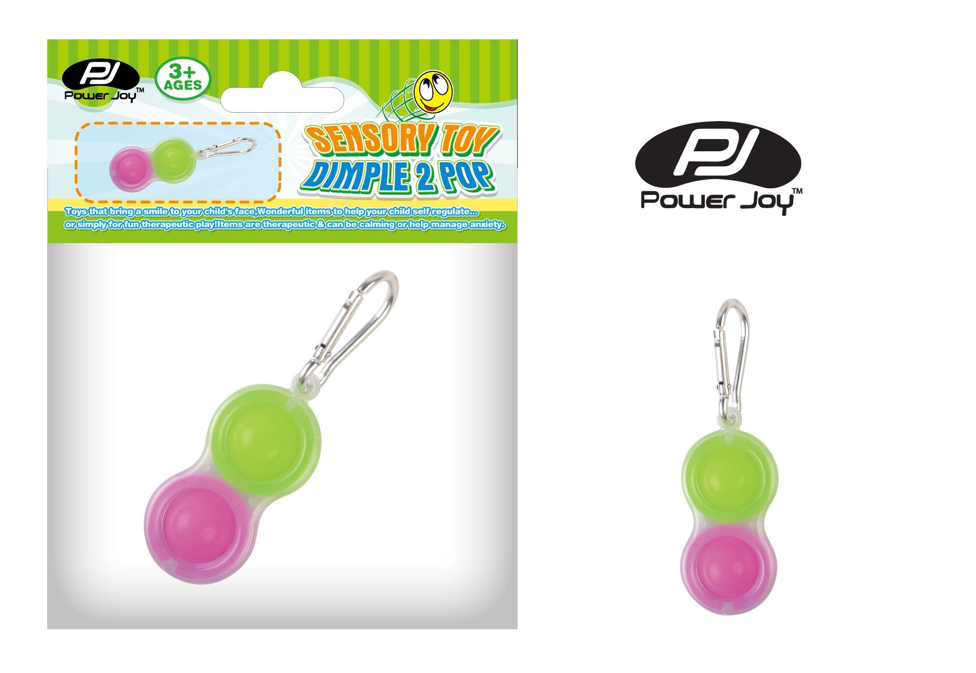 Power Joy - Sensory Toy Dimple 2Pop Keychain - Assorted