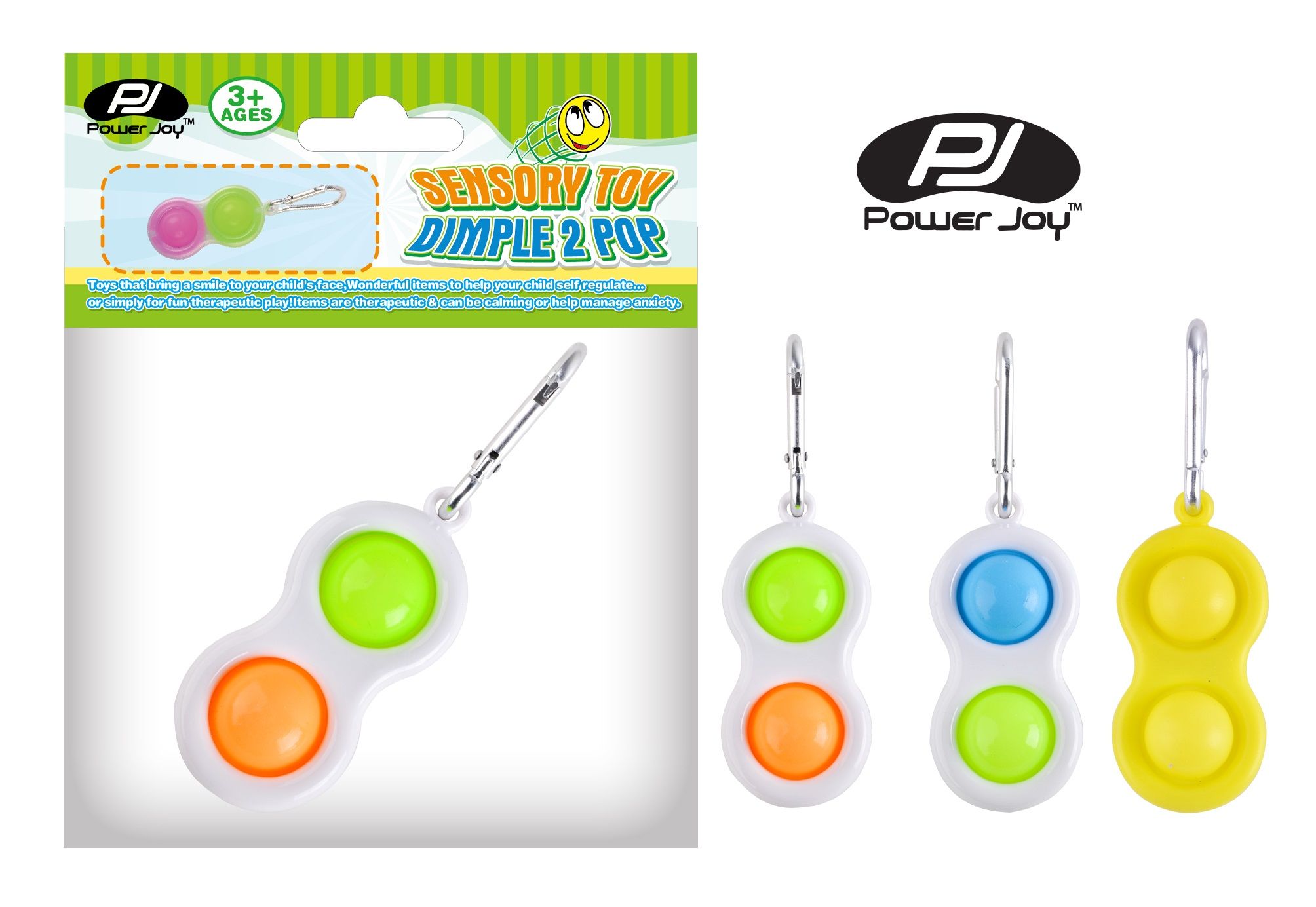 Power Joy - Sensory Toy Dimple 2Pop Keychain - Assorted