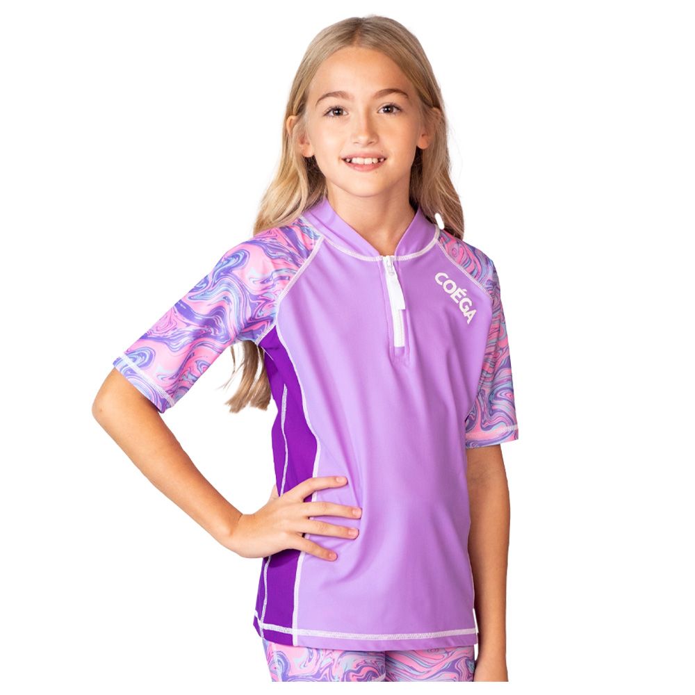 Coega Sunwear - Girls Youth Short Sleeves Rashguard - Purple Pastel