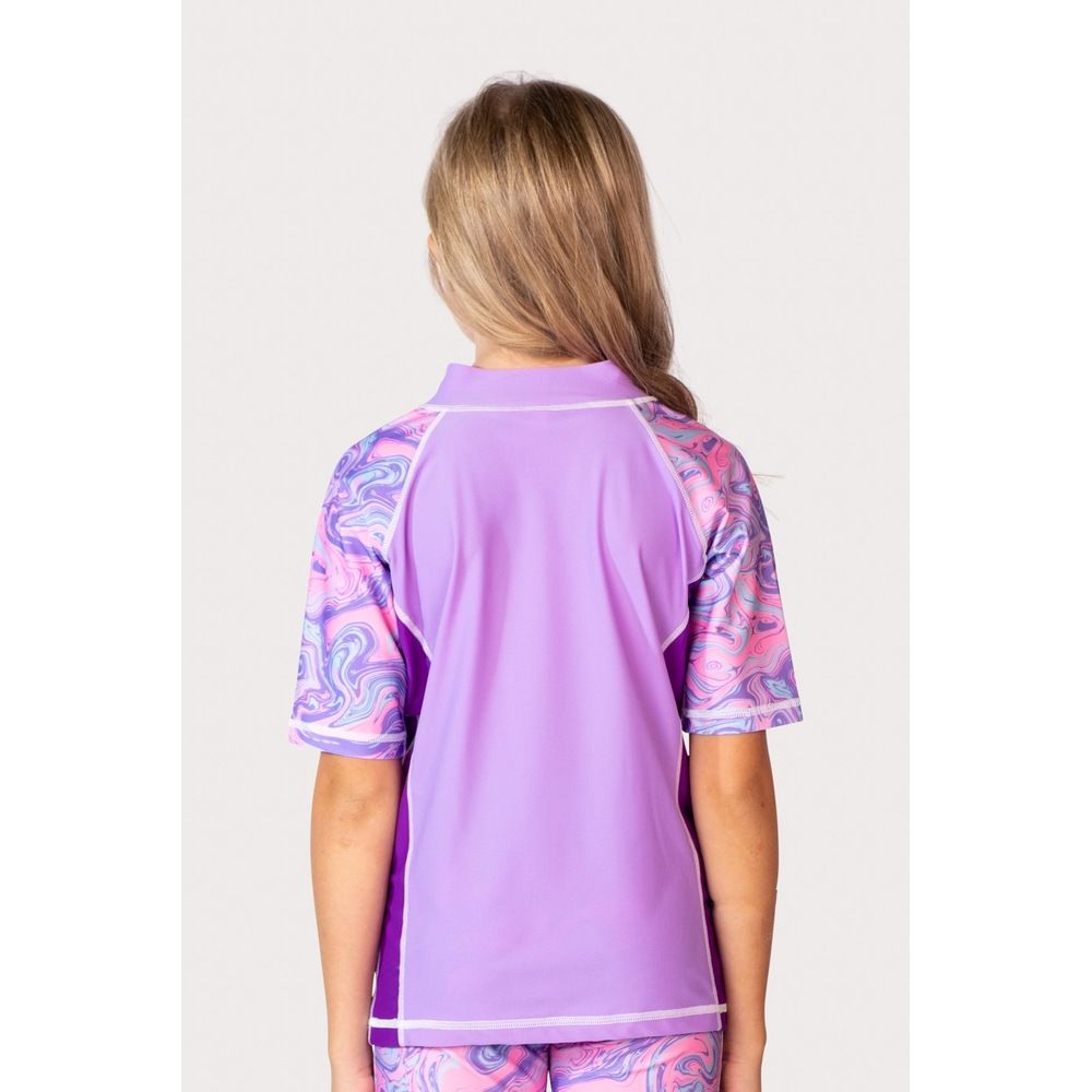 Coega Sunwear - Girls Youth Short Sleeves Rashguard - Purple Pastel