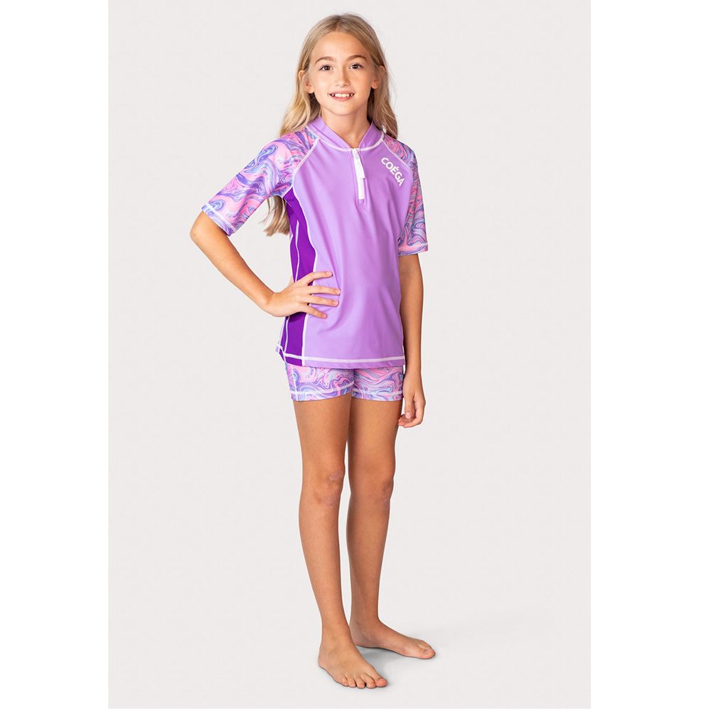 Coega Sunwear - Girls Youth Short Sleeves Rashguard - Purple Pastel