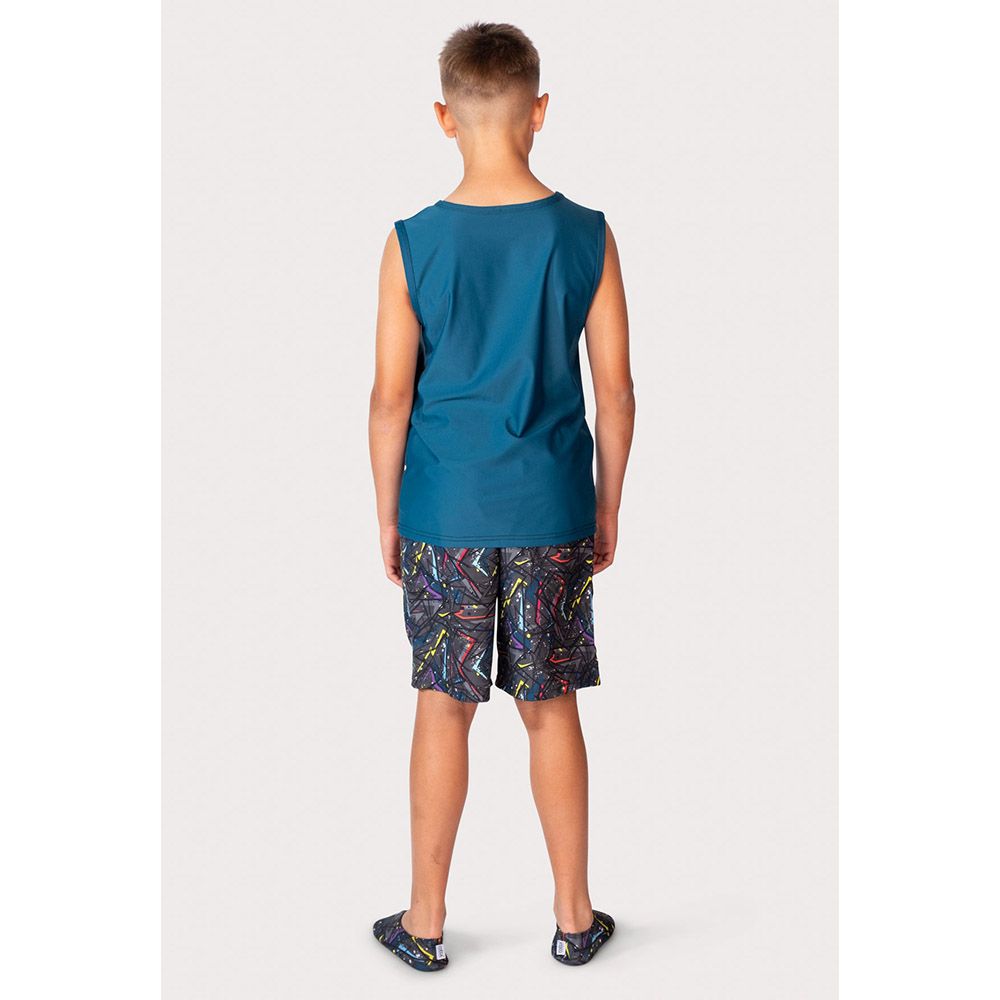 Coega Sunwear - Boys Youth Sleeveless Rashguard - Green Abstract