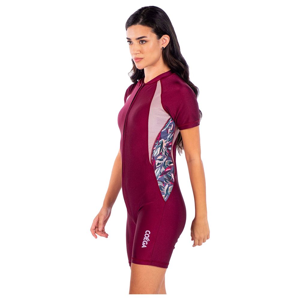Coega Sunwear - Ladies Short Slim Kini - Purple Leaves