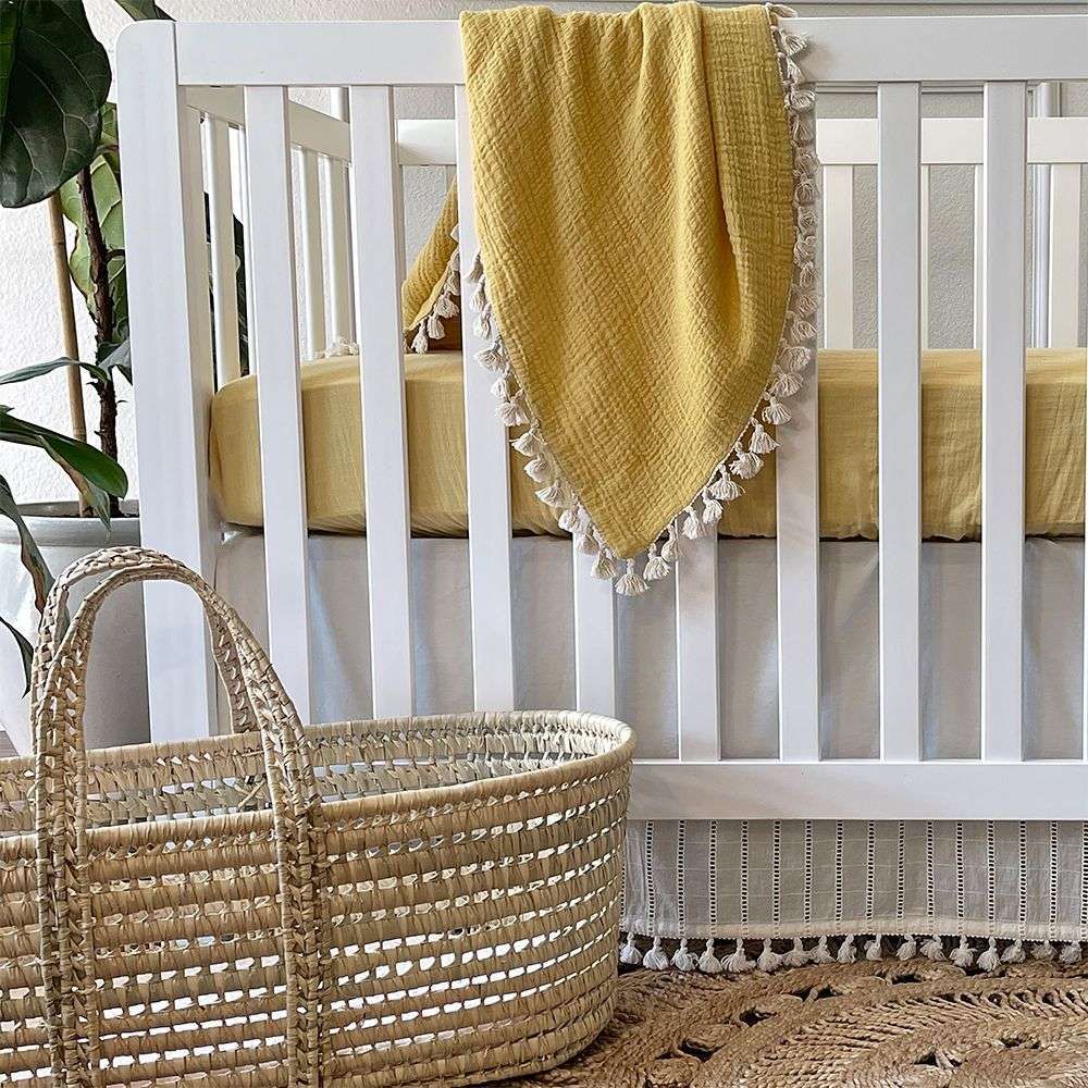 Crane Baby - Crib Fitted Sheet - Ochre