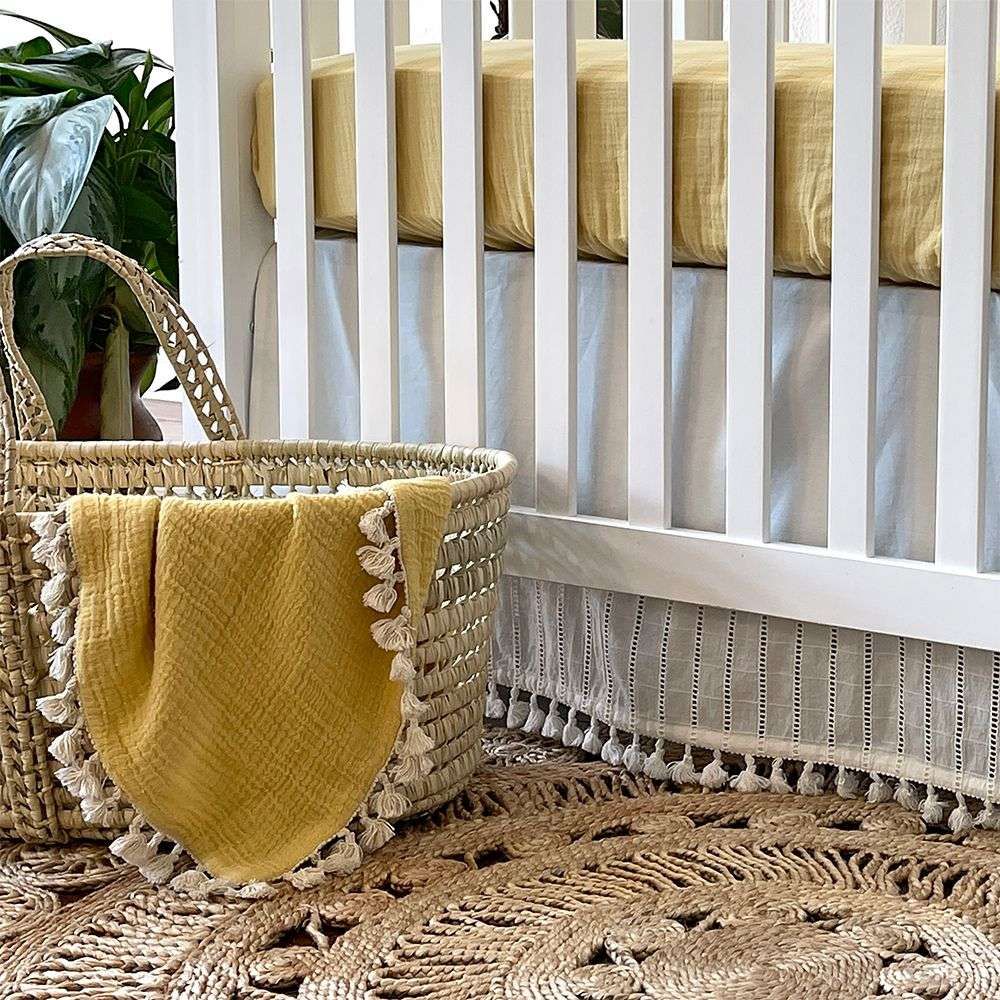 Crane Baby - Crib Fitted Sheet - Ochre